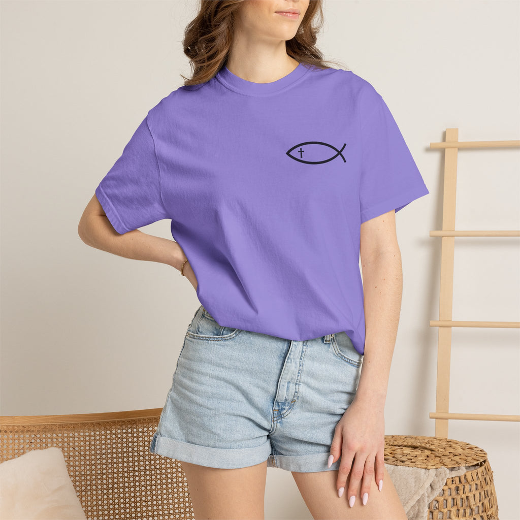 Christian Fish Logo T-Shirt — "Follow Me, and I Will Make You Fishers of Men" (Matthew 4:19)