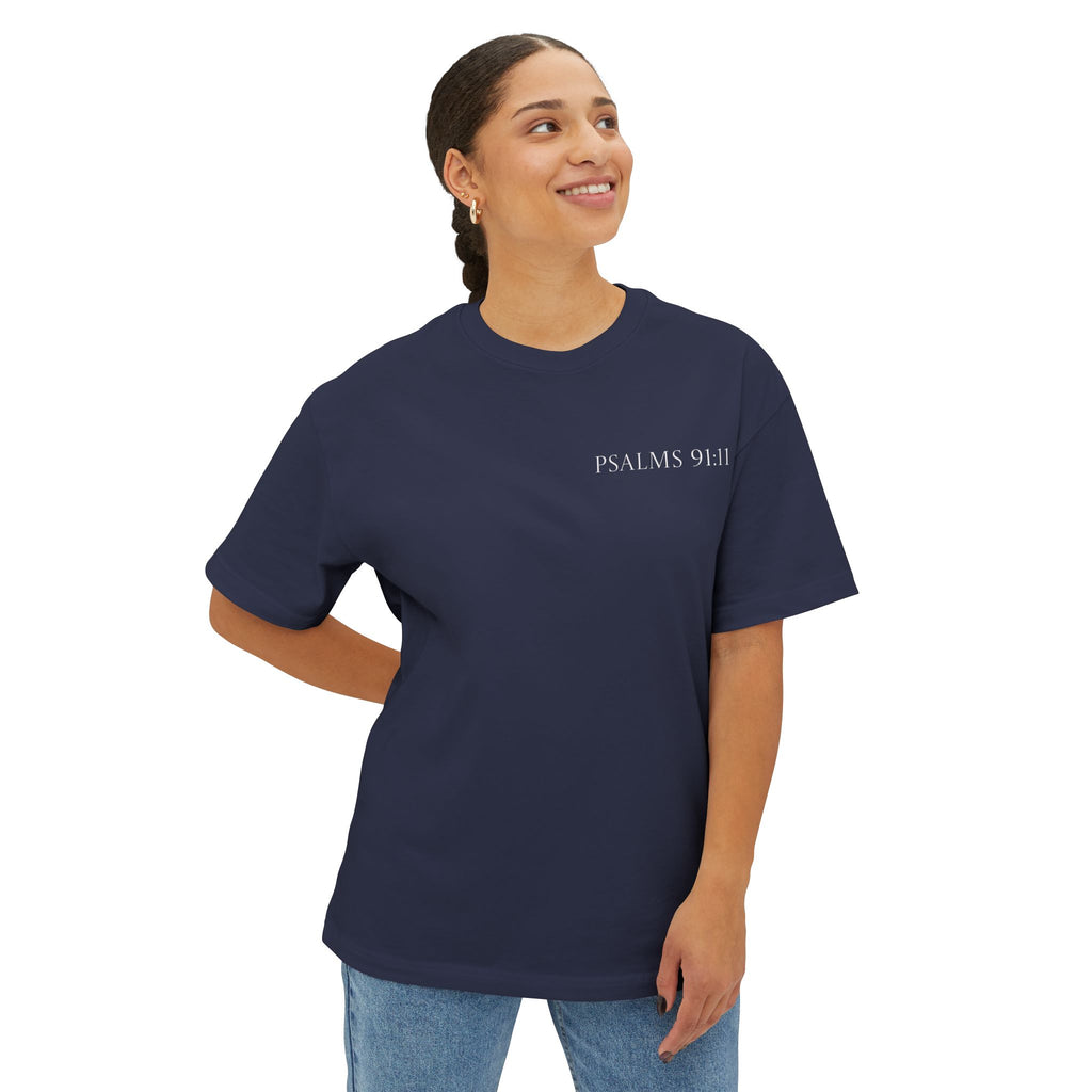 Boxy Tee — Kneeling Angel Graphic Back Print