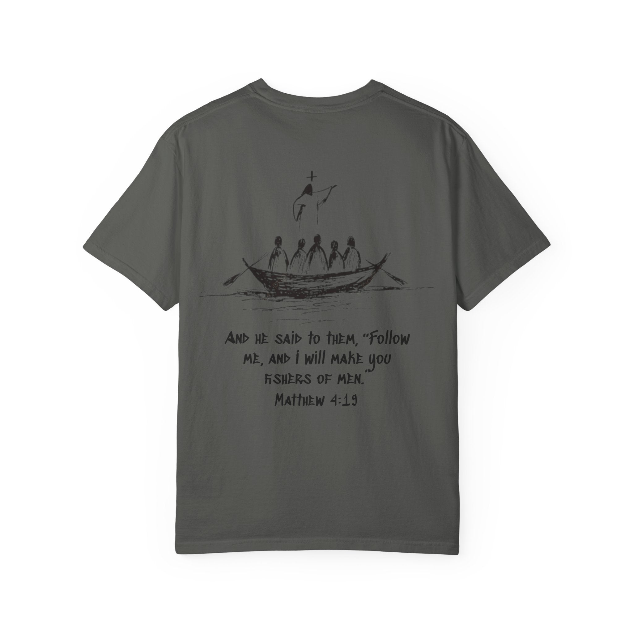 Christian Fish Logo T-Shirt — "Follow Me, and I Will Make You Fishers of Men" (Matthew 4:19)