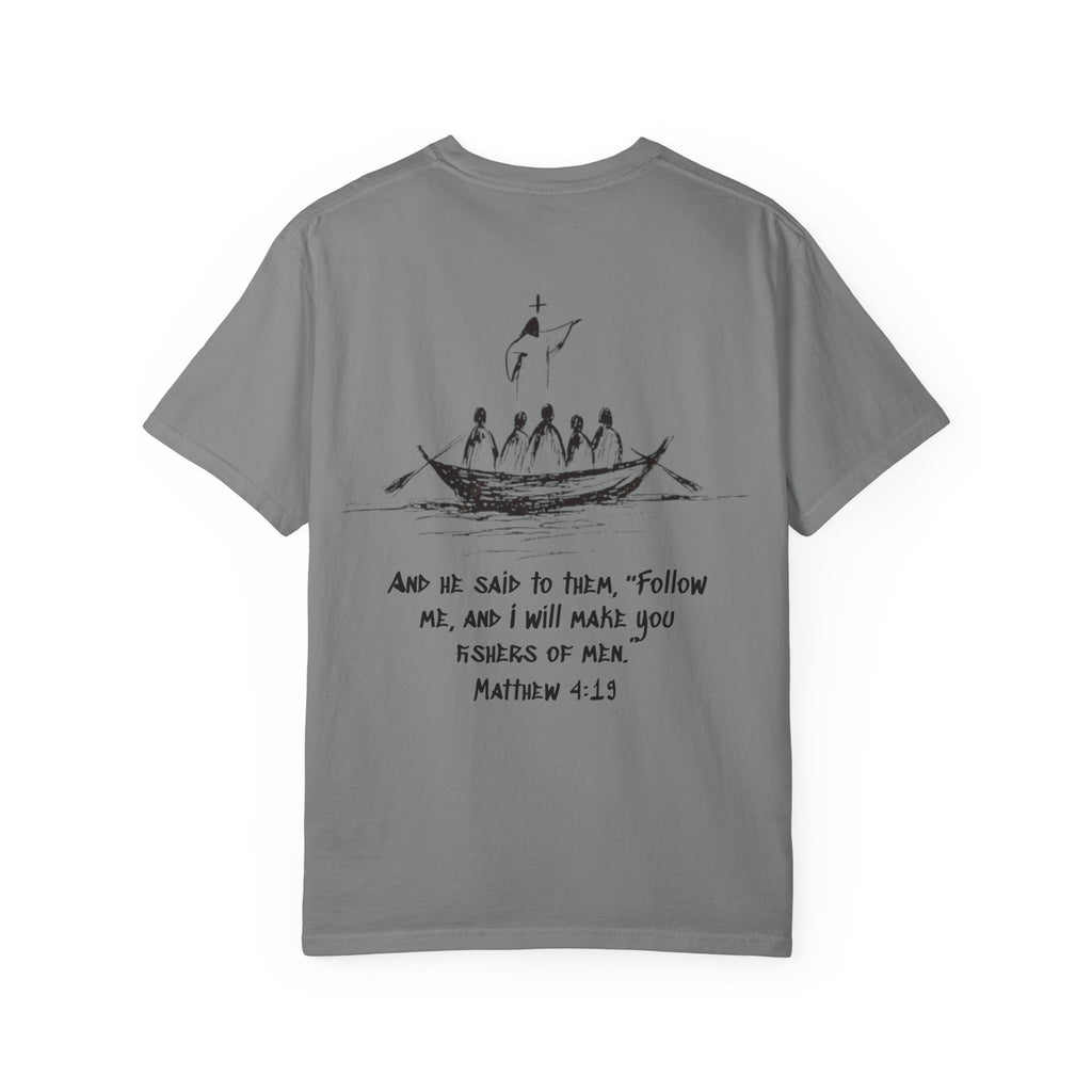 Christian Fish Logo T-Shirt — "Follow Me, and I Will Make You Fishers of Men" (Matthew 4:19)