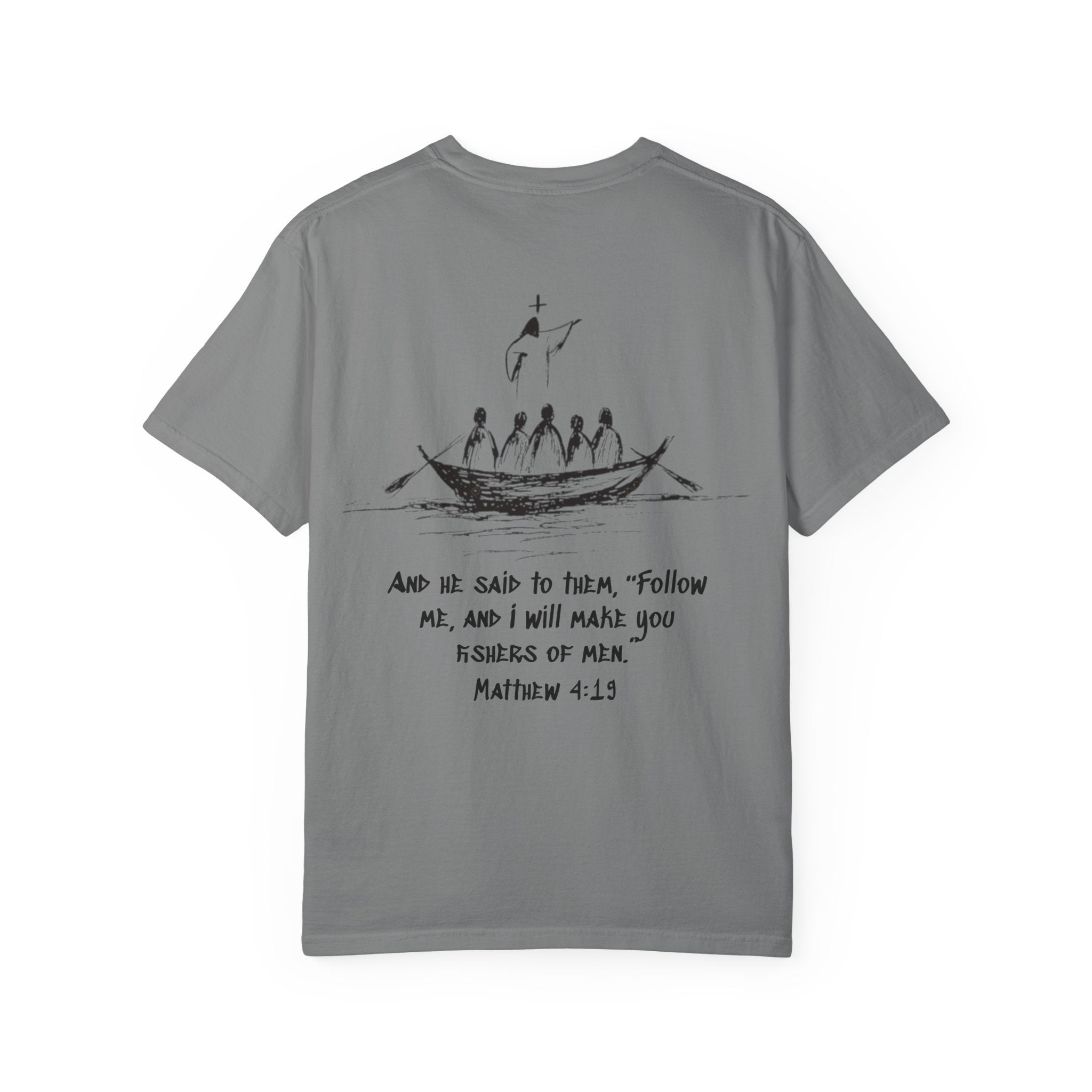 Christian Fish Logo T-Shirt — "Follow Me, and I Will Make You Fishers of Men" (Matthew 4:19)