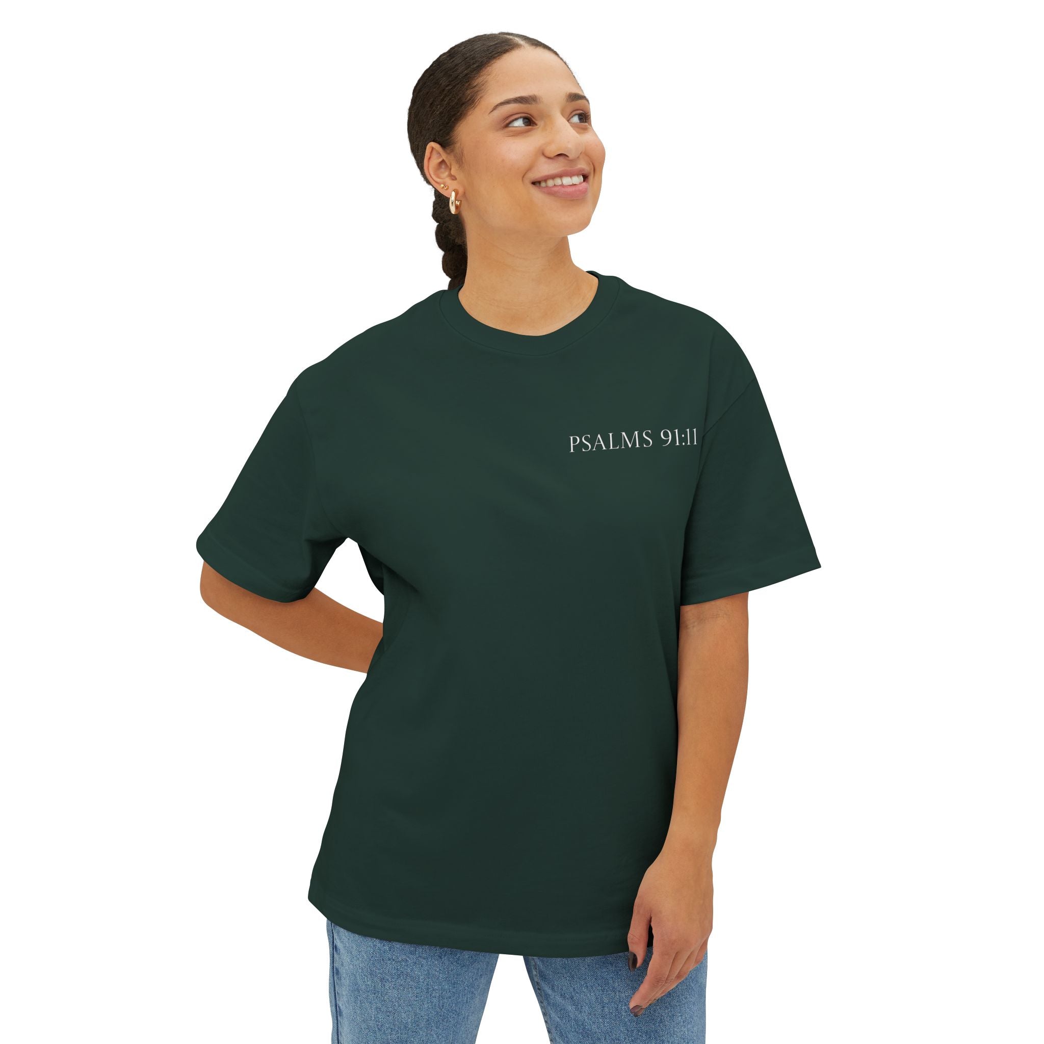 Boxy Tee — Kneeling Angel Graphic Back Print