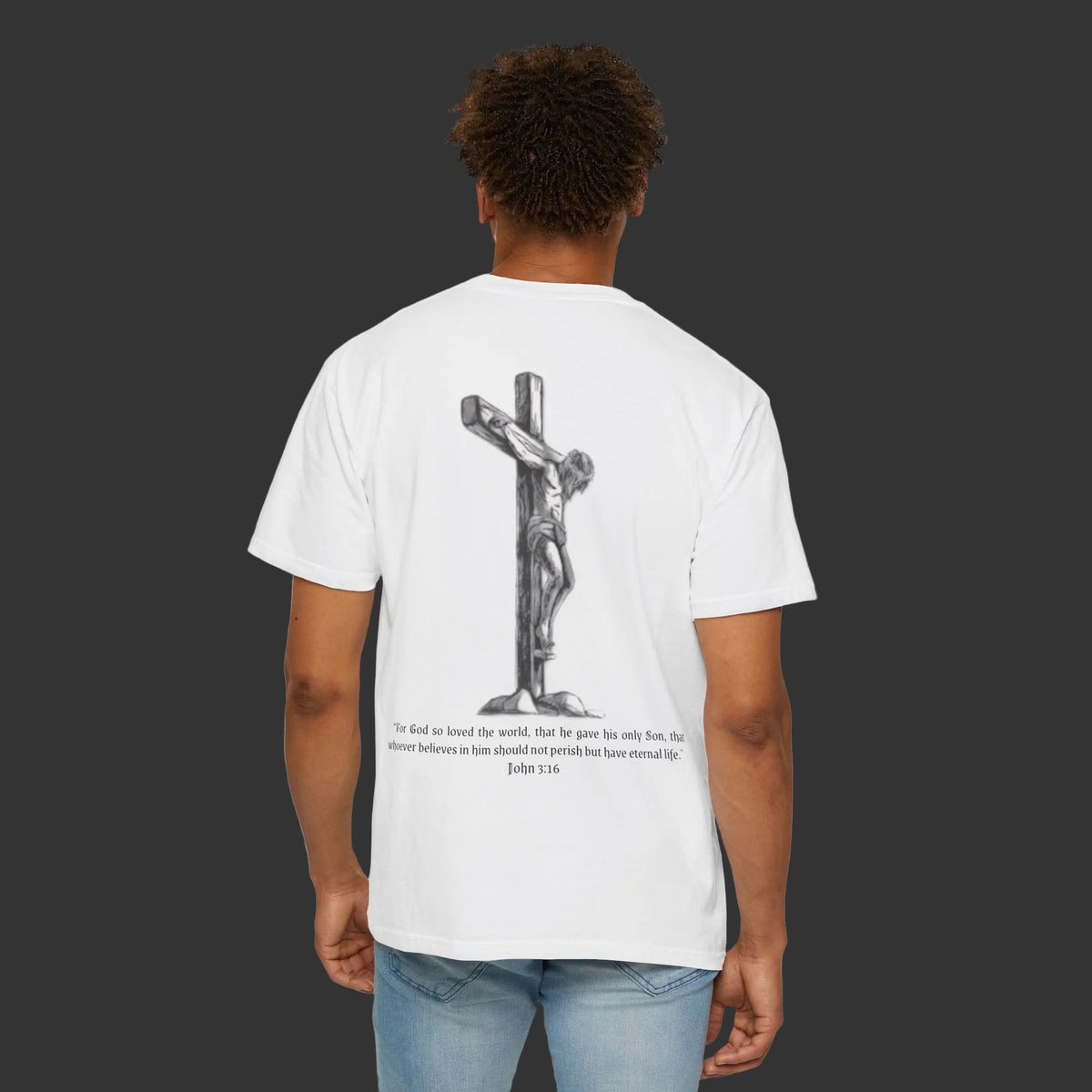 John 3:16 in Hebrew | Crucifix T-shirt