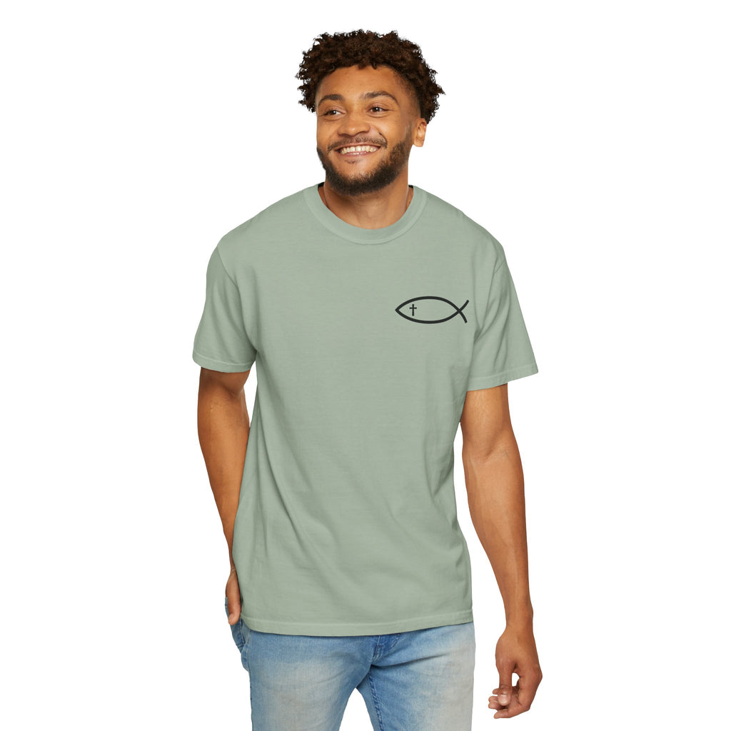 Christian Fish Logo T-Shirt — "Follow Me, and I Will Make You Fishers of Men" (Matthew 4:19)
