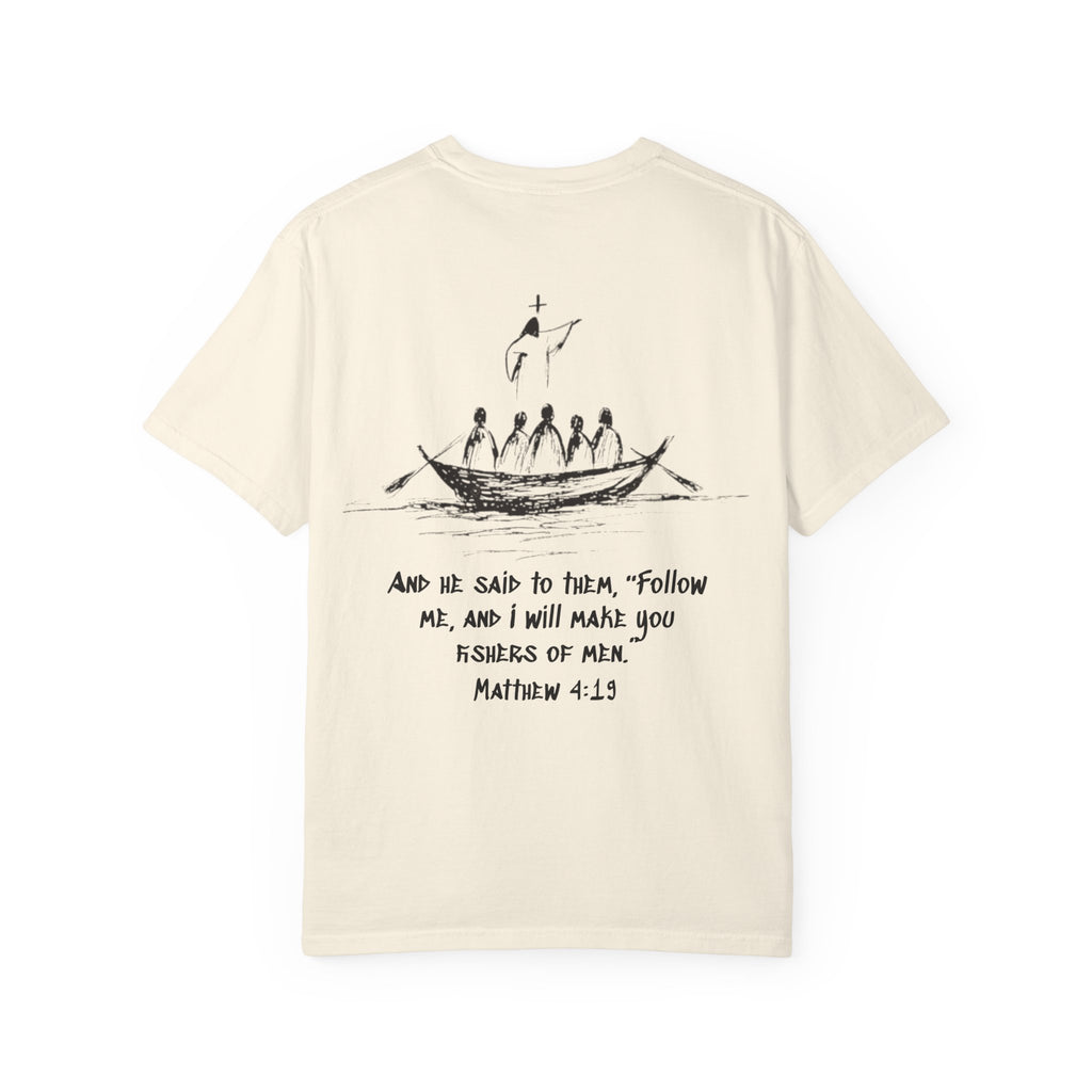 Christian Fish Logo T-Shirt — "Follow Me, and I Will Make You Fishers of Men" (Matthew 4:19)
