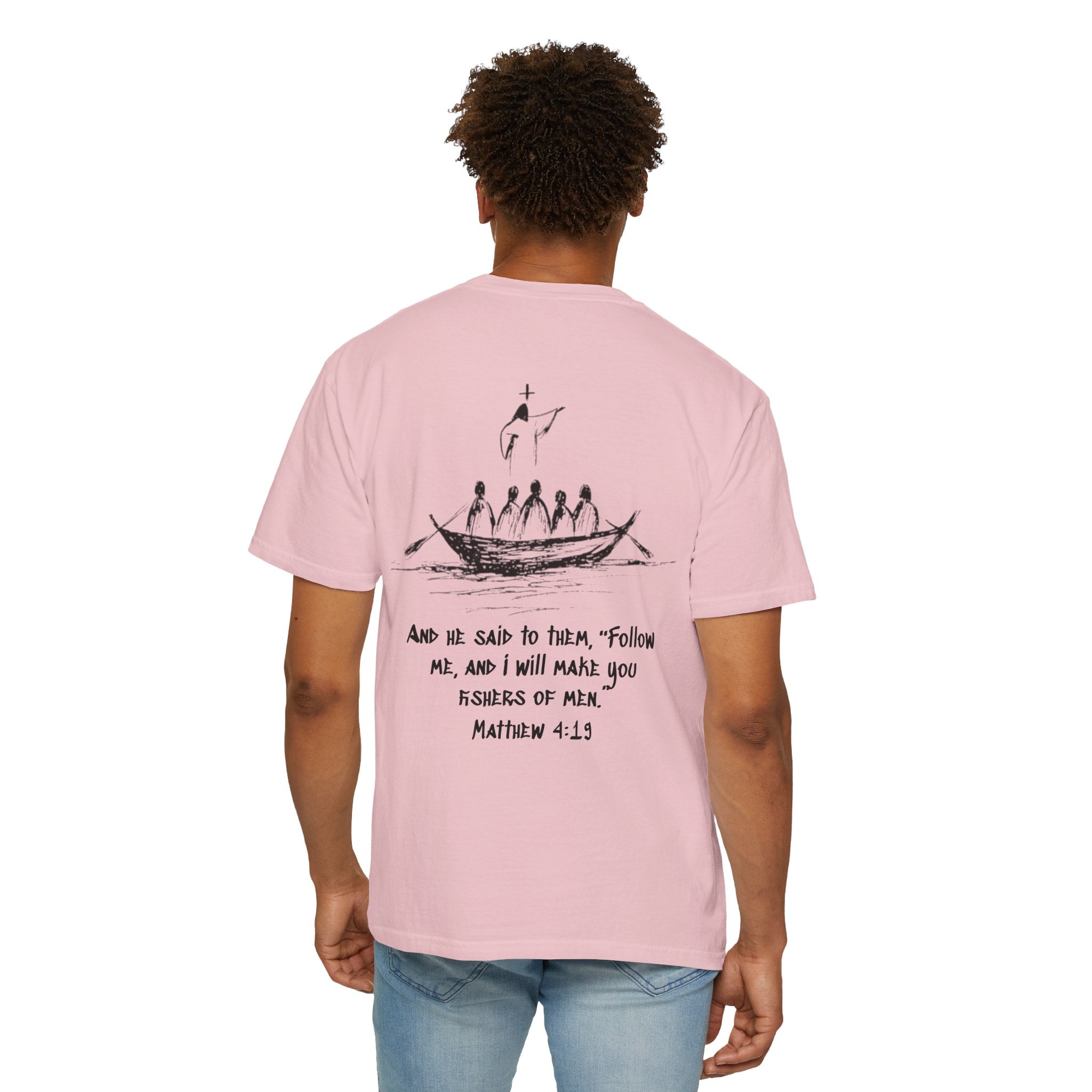 Christian Fish Logo T-Shirt — "Follow Me, and I Will Make You Fishers of Men" (Matthew 4:19)