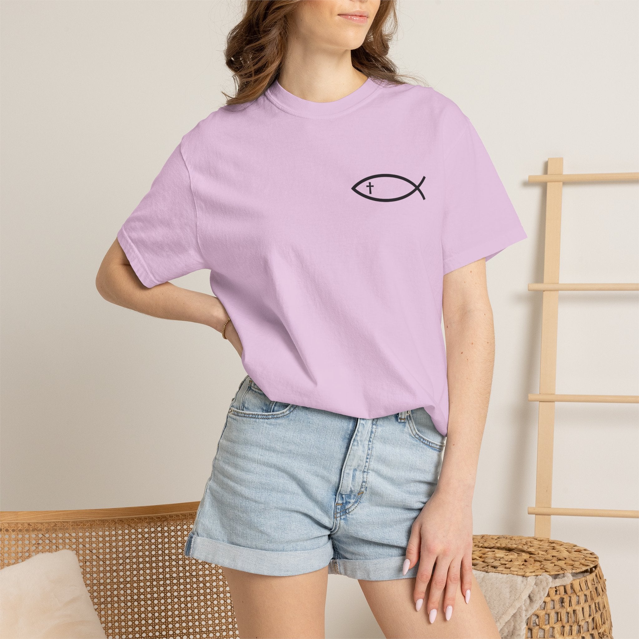 Christian Fish Logo T-Shirt — "Follow Me, and I Will Make You Fishers of Men" (Matthew 4:19)