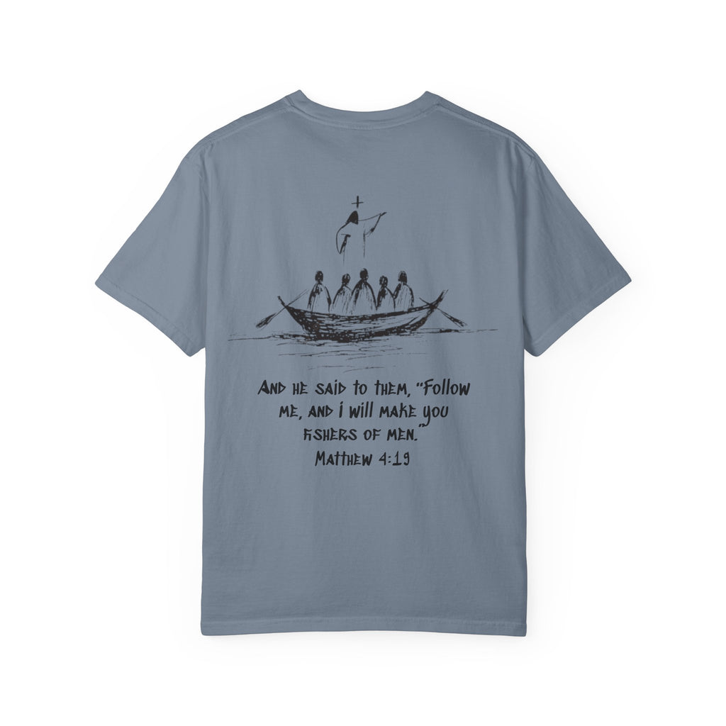 Christian Fish Logo T-Shirt — "Follow Me, and I Will Make You Fishers of Men" (Matthew 4:19)