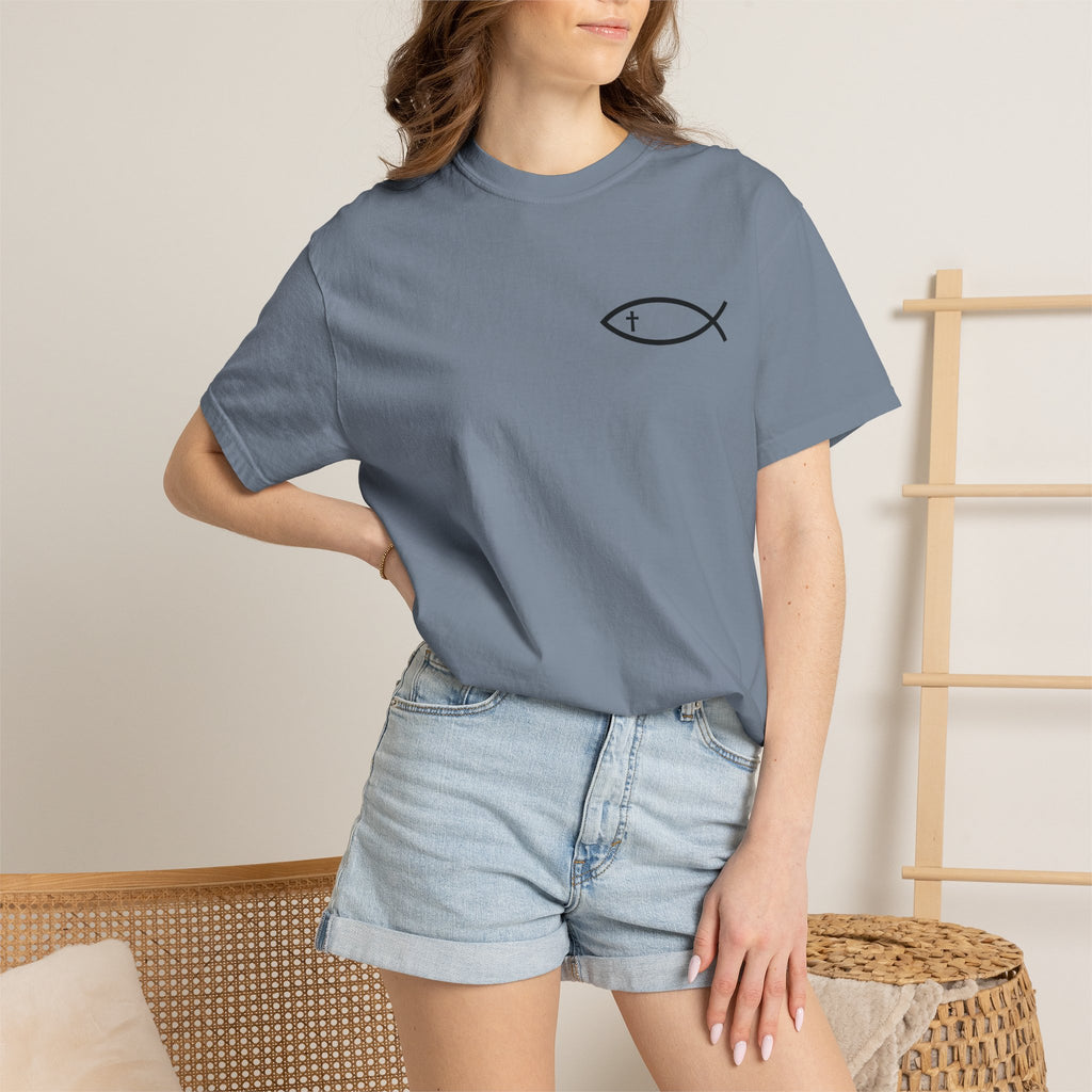 Christian Fish Logo T-Shirt — "Follow Me, and I Will Make You Fishers of Men" (Matthew 4:19)