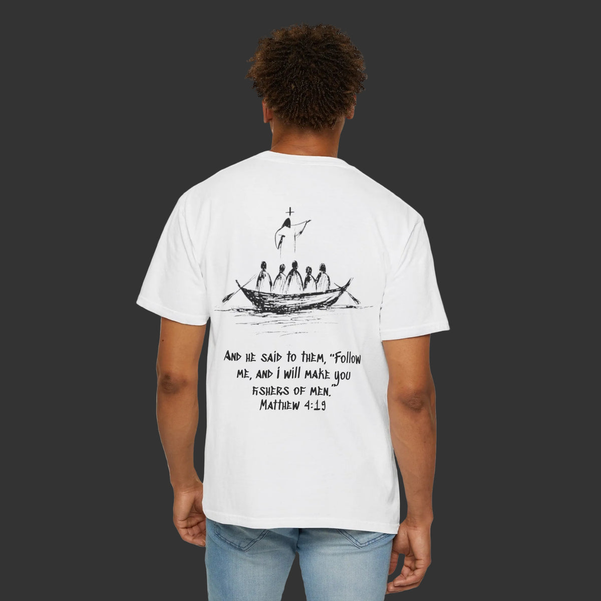Matthew 4:19 - Jesus Fish Logo T-Shirt