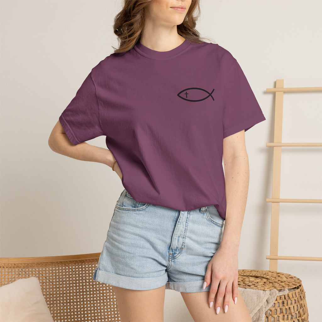 Christian Fish Logo T-Shirt — "Follow Me, and I Will Make You Fishers of Men" (Matthew 4:19)