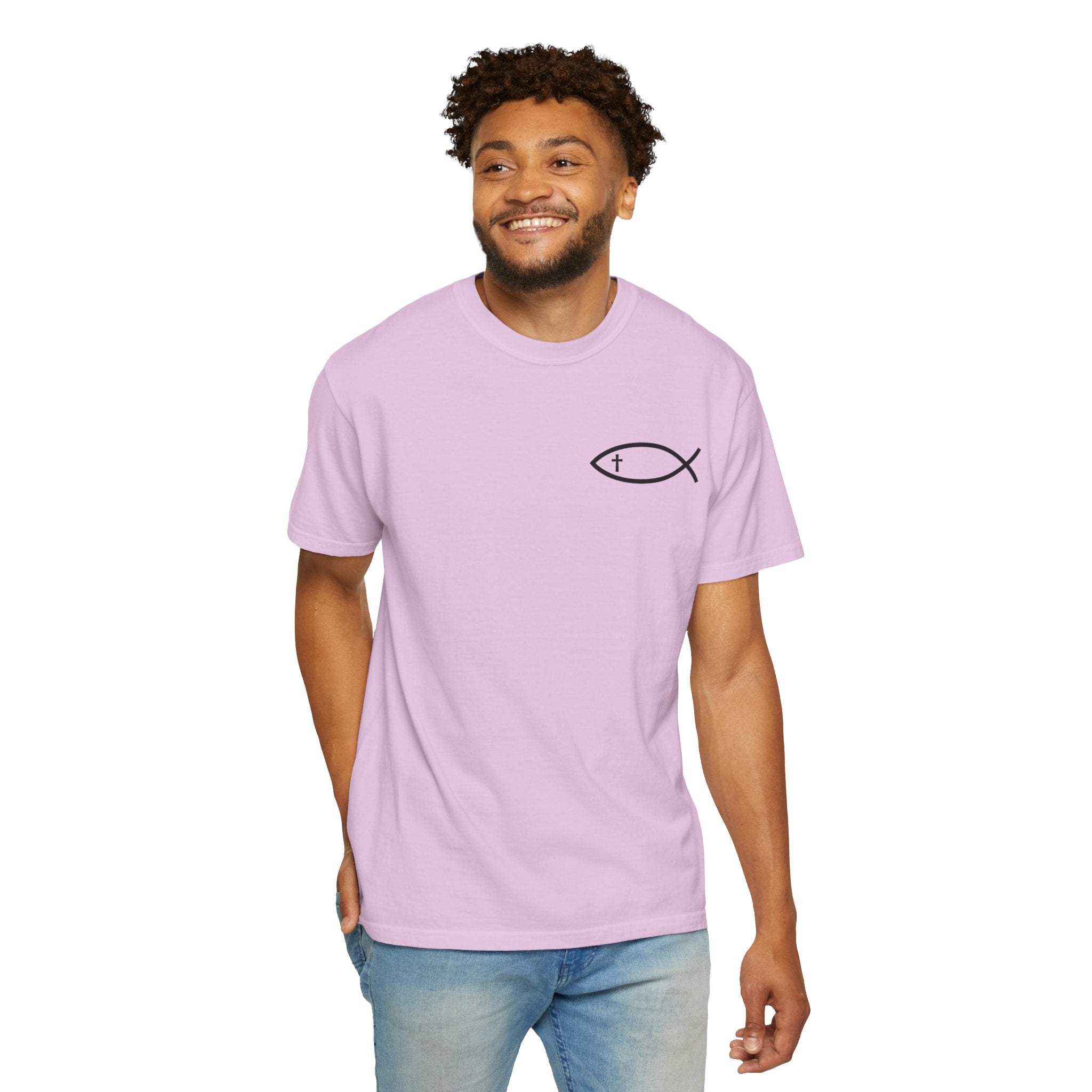 Christian Fish Logo T-Shirt — "Follow Me, and I Will Make You Fishers of Men" (Matthew 4:19)