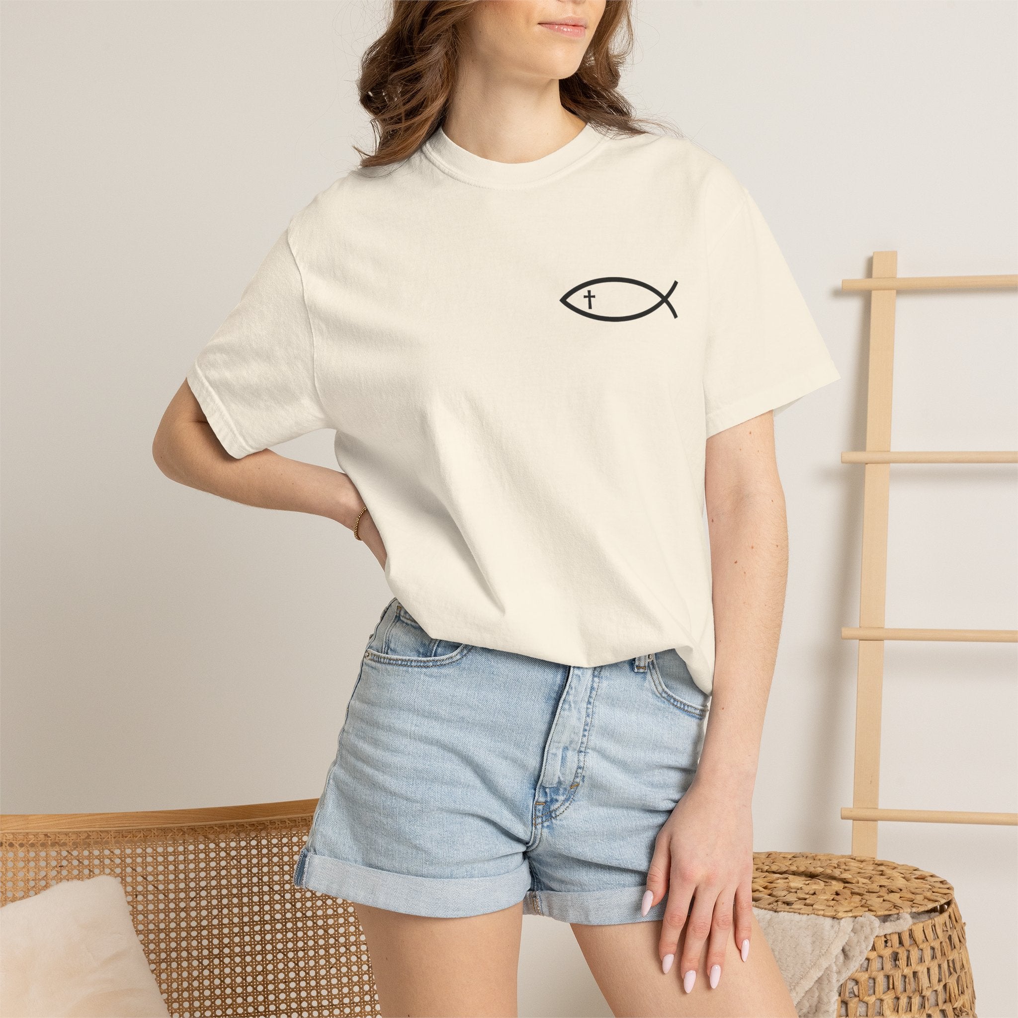 Christian Fish Logo T-Shirt — "Follow Me, and I Will Make You Fishers of Men" (Matthew 4:19)
