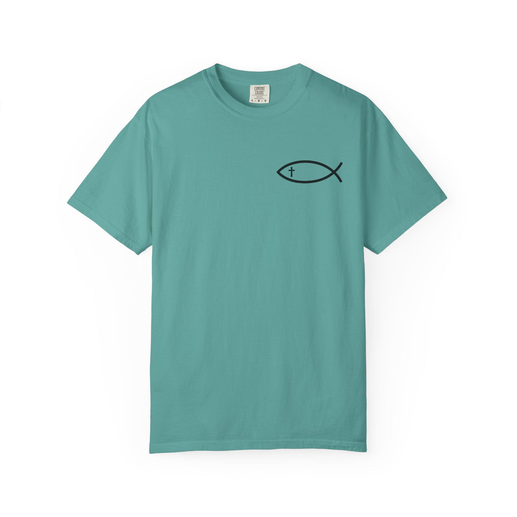 Christian Fish Logo T-Shirt — "Follow Me, and I Will Make You Fishers of Men" (Matthew 4:19)