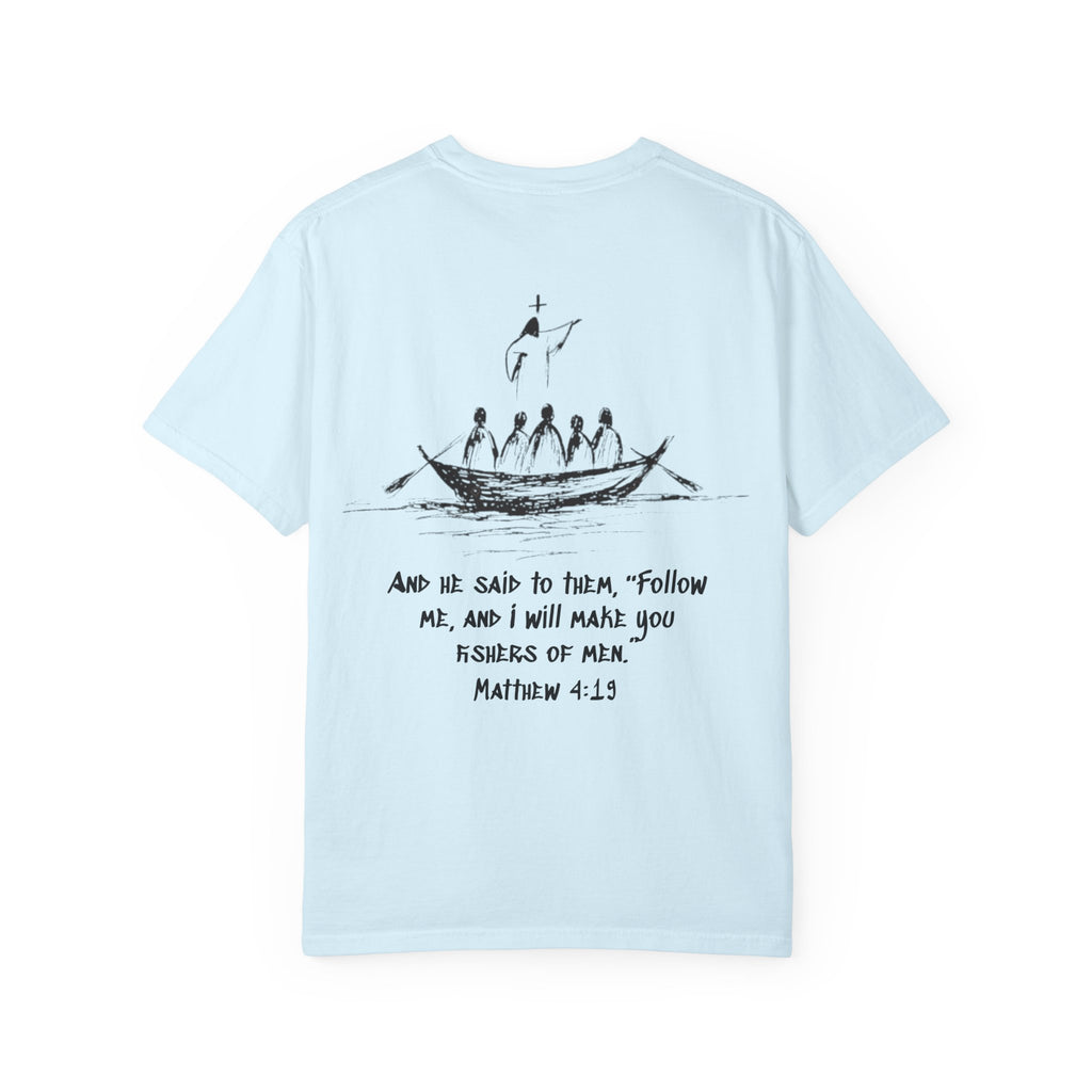 Christian Fish Logo T-Shirt — "Follow Me, and I Will Make You Fishers of Men" (Matthew 4:19)
