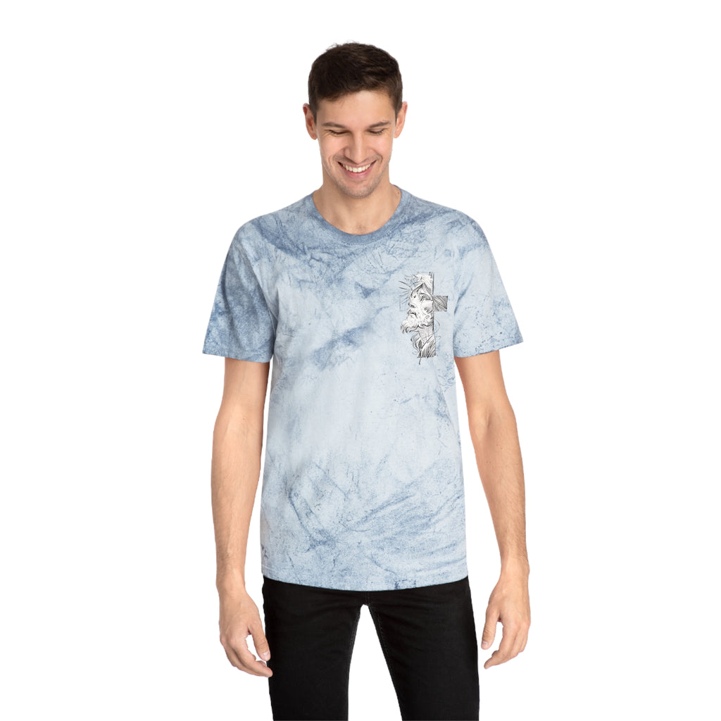 Christian Tie-Dye T-Shirt — Outstretched Hand & 1 John 4:10 Scripture Tee