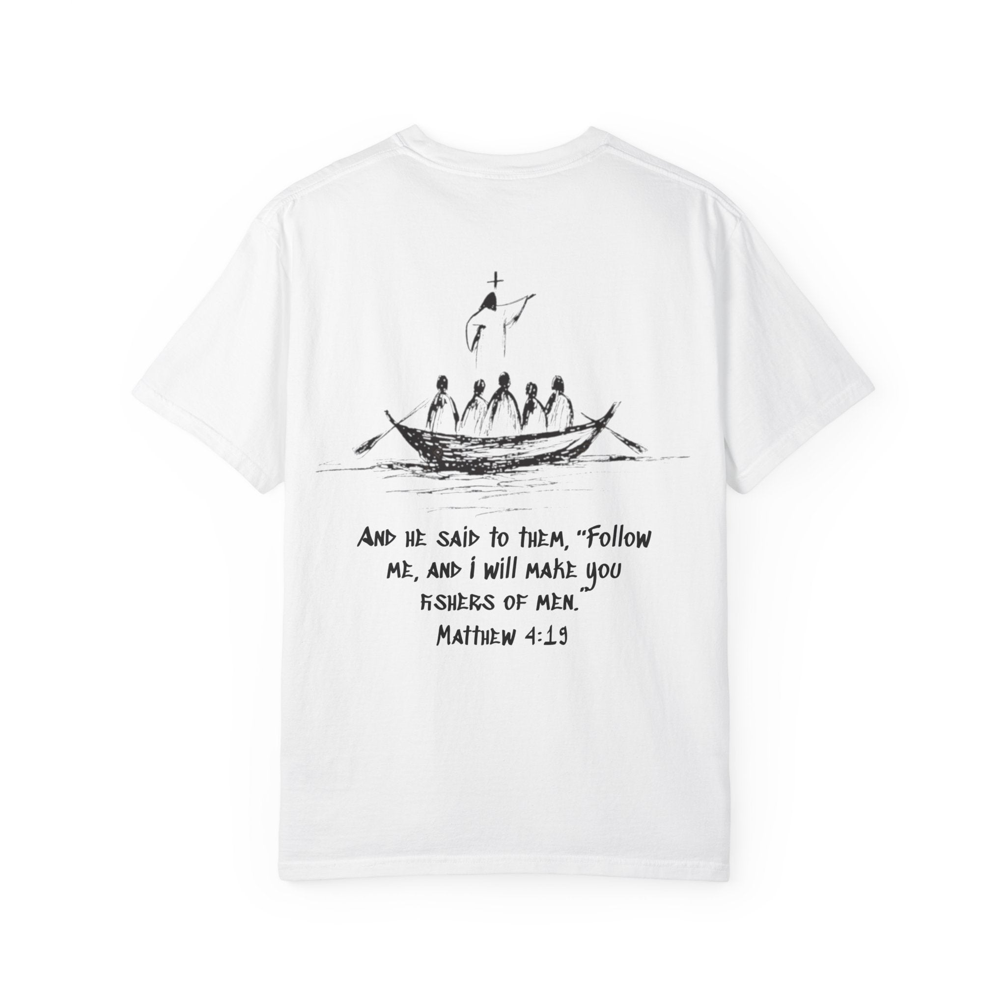 Christian Fish Logo T-Shirt — "Follow Me, and I Will Make You Fishers of Men" (Matthew 4:19)