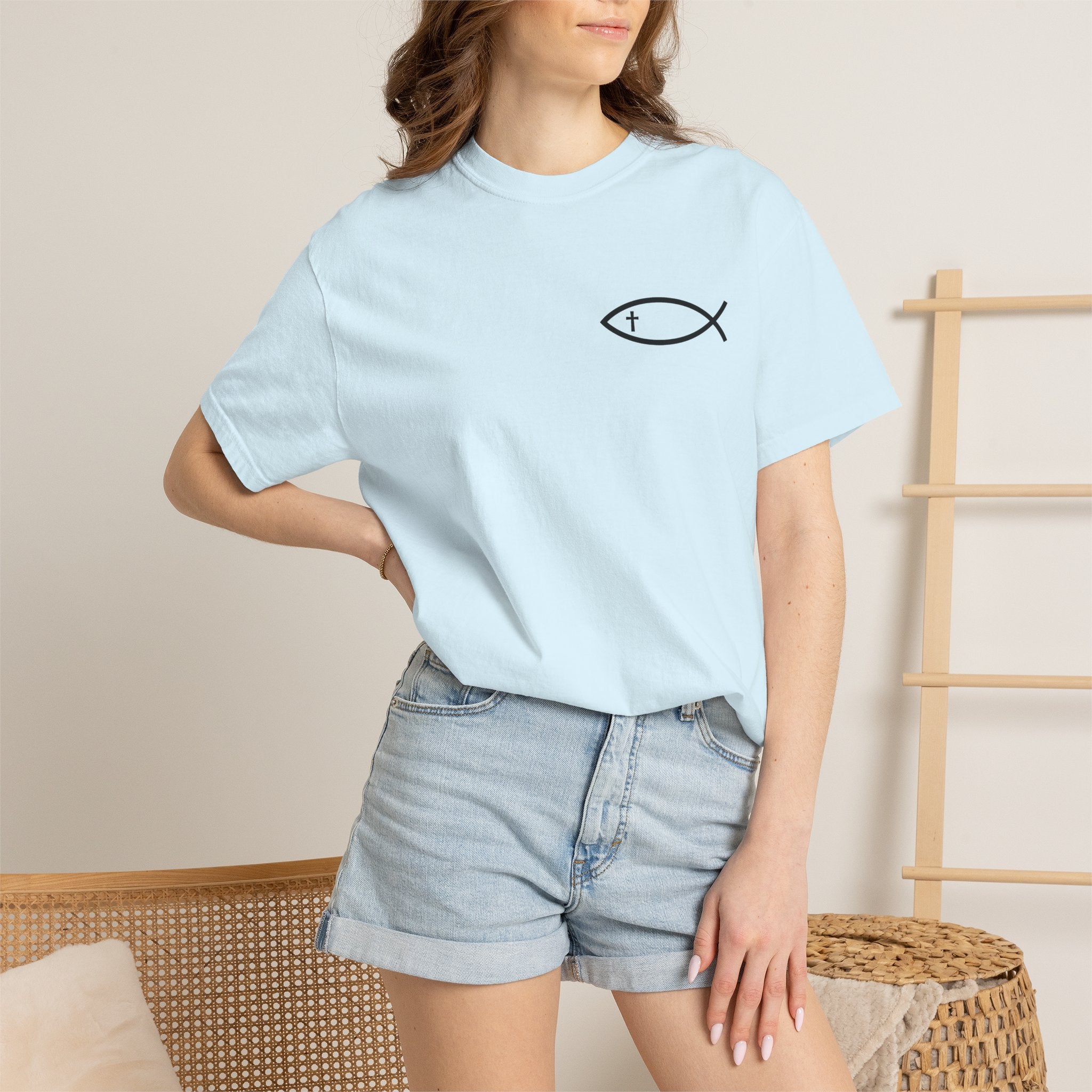 Christian Fish Logo T-Shirt — "Follow Me, and I Will Make You Fishers of Men" (Matthew 4:19)