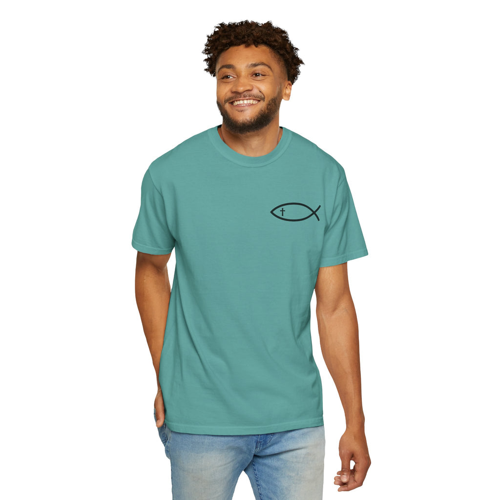 Christian Fish Logo T-Shirt — "Follow Me, and I Will Make You Fishers of Men" (Matthew 4:19)