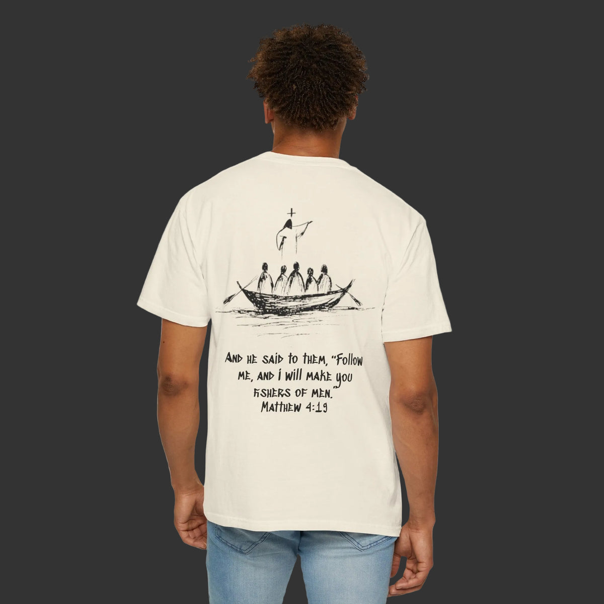 Matthew 4:19 - Jesus Fish Logo T-Shirt