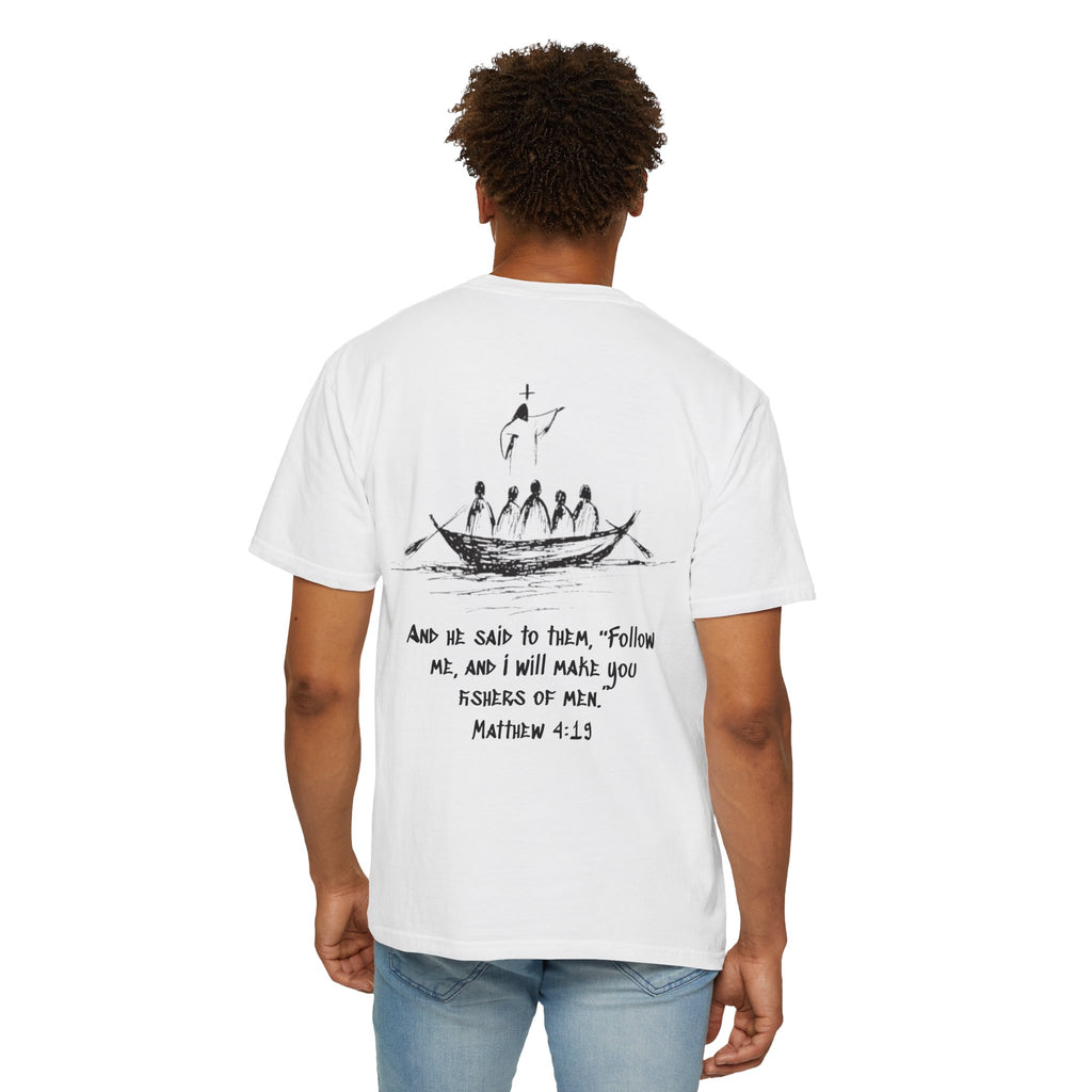 Christian Fish Logo T-Shirt — "Follow Me, and I Will Make You Fishers of Men" (Matthew 4:19)