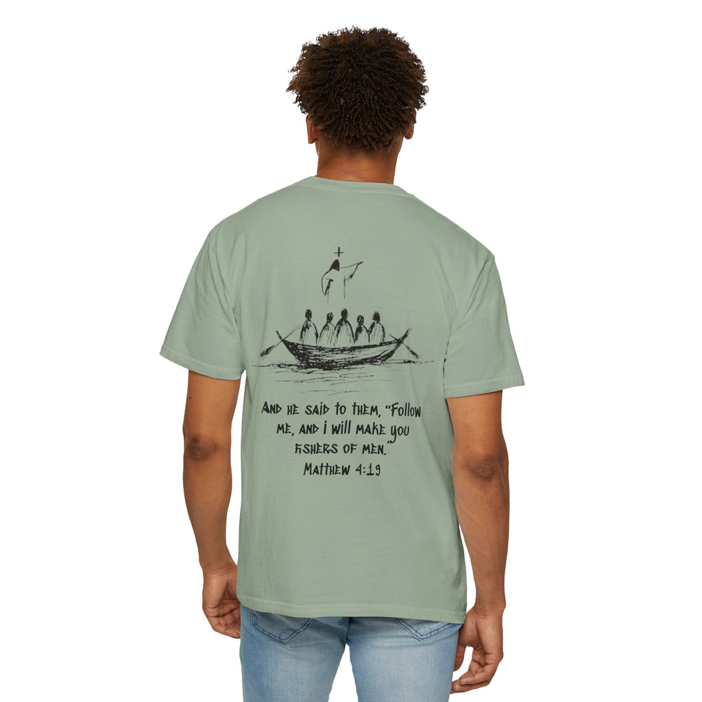Christian Fish Logo T-Shirt — "Follow Me, and I Will Make You Fishers of Men" (Matthew 4:19)
