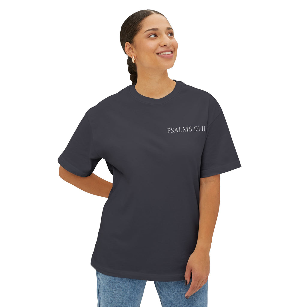 Boxy Tee — Kneeling Angel Graphic Back Print