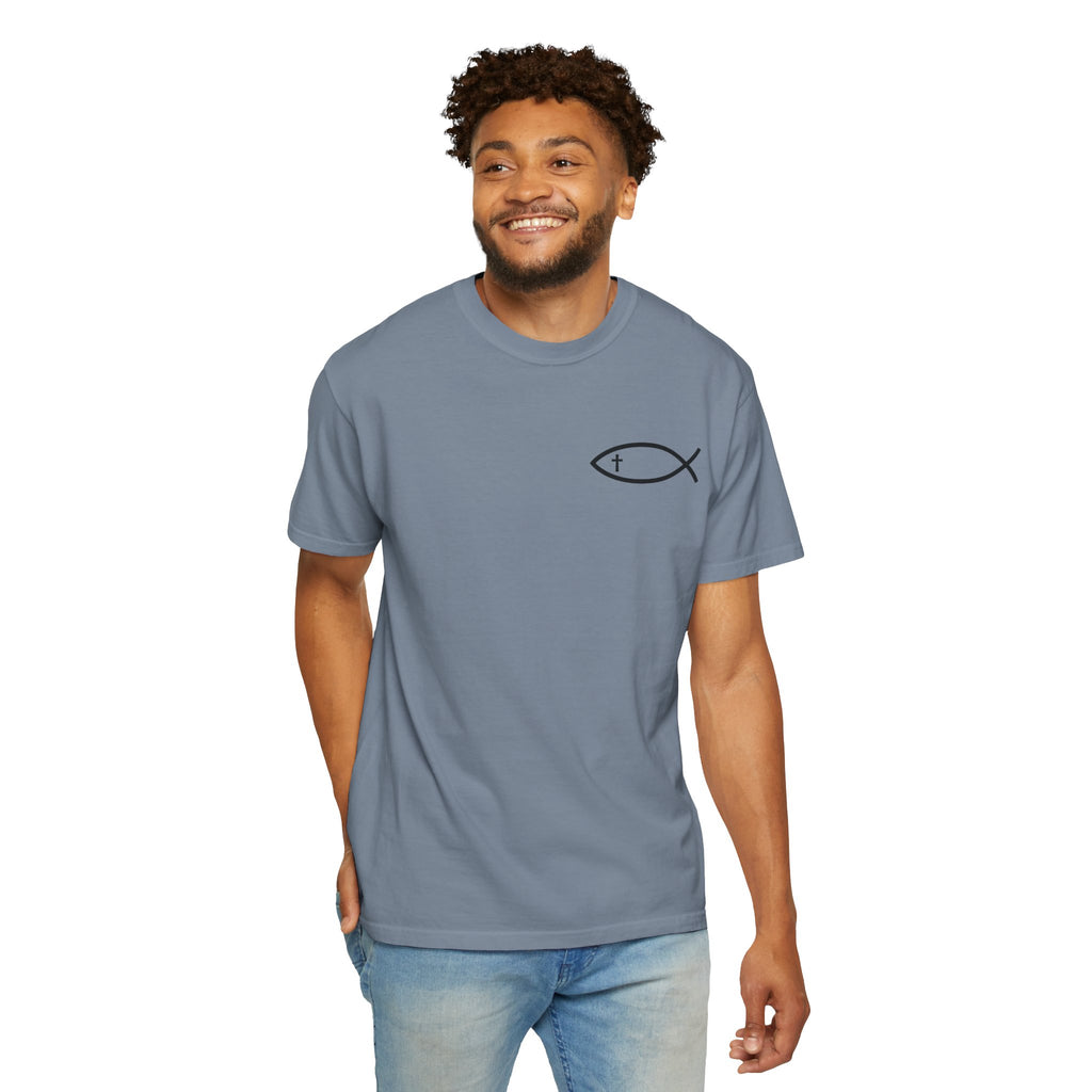 Christian Fish Logo T-Shirt — "Follow Me, and I Will Make You Fishers of Men" (Matthew 4:19)