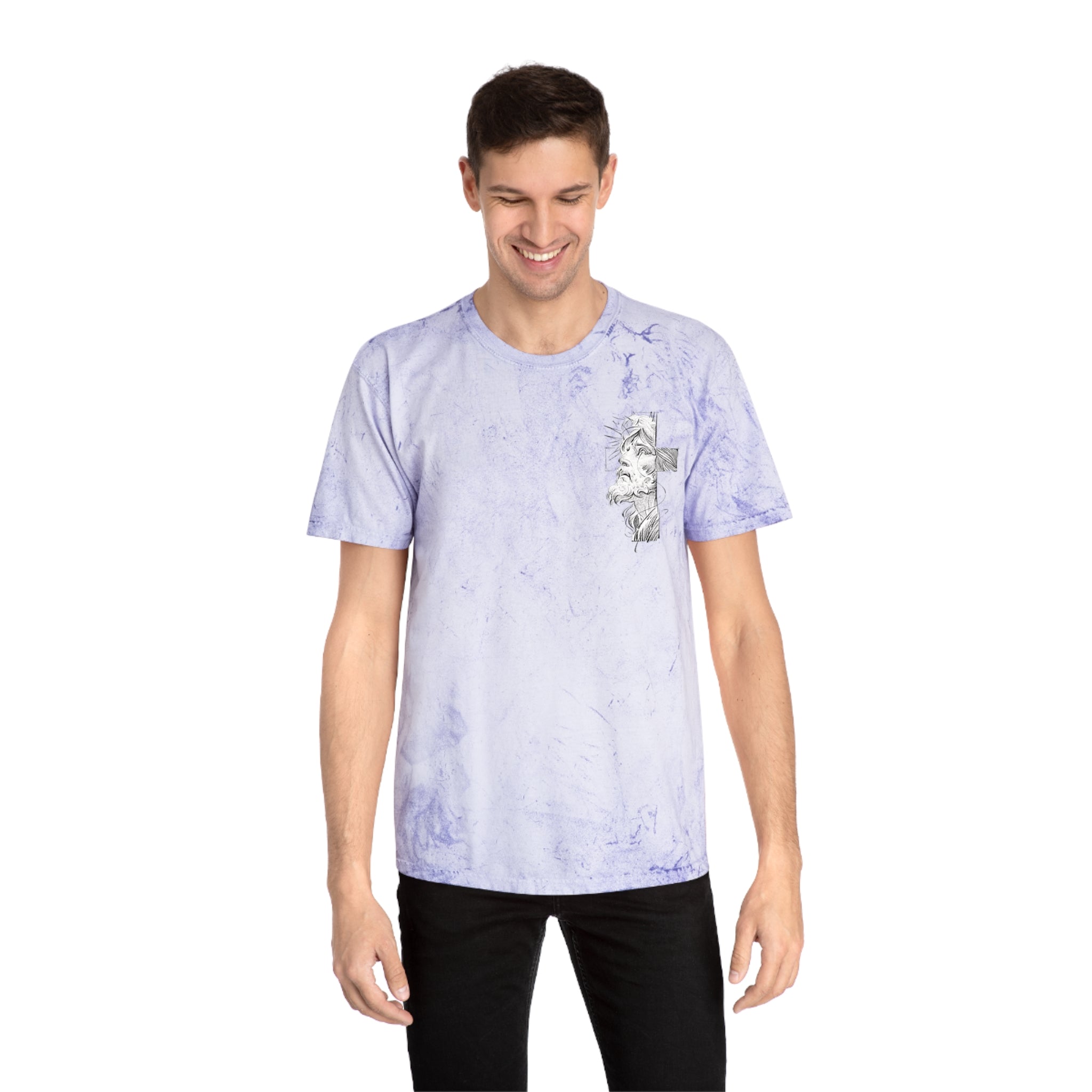 Christian Tie-Dye T-Shirt — Outstretched Hand & 1 John 4:10 Scripture Tee