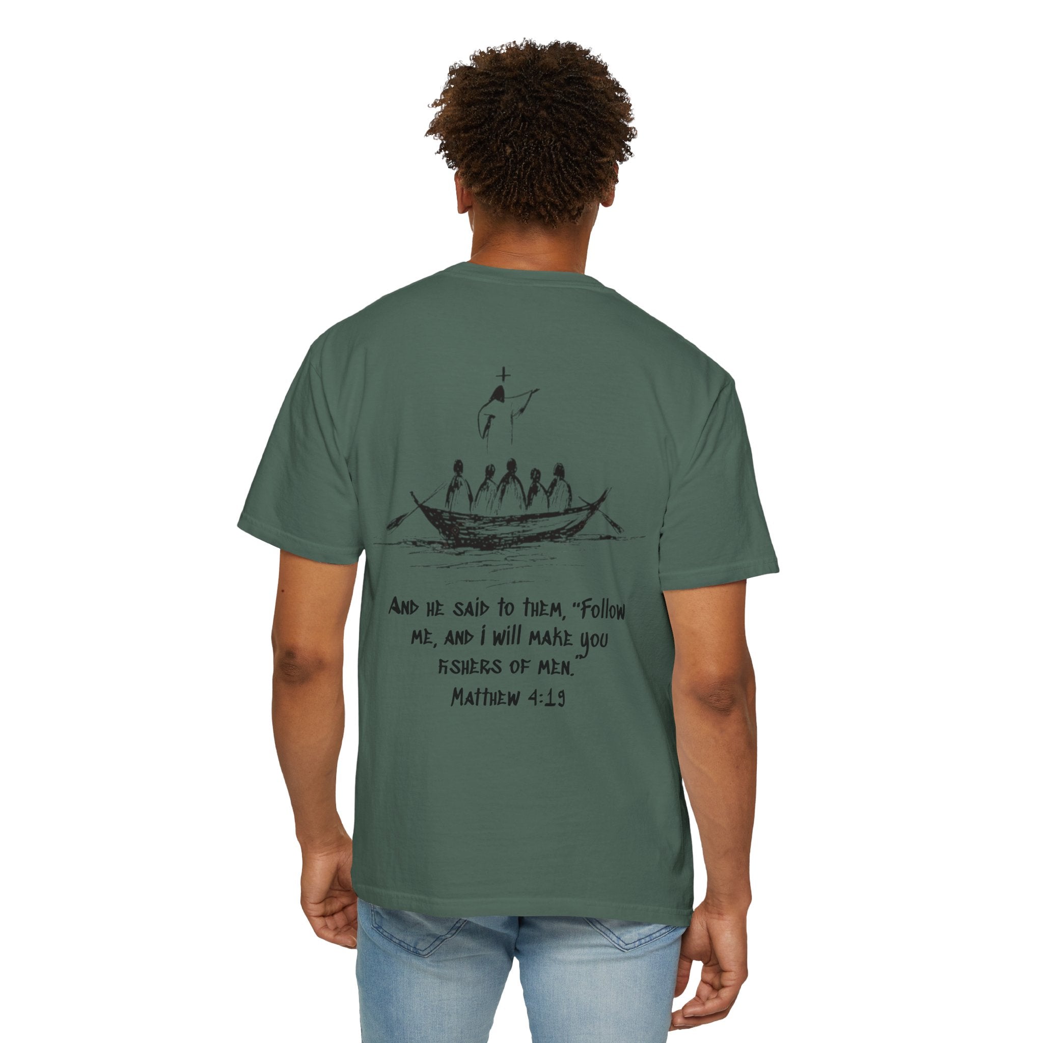 Christian Fish Logo T-Shirt — "Follow Me, and I Will Make You Fishers of Men" (Matthew 4:19)