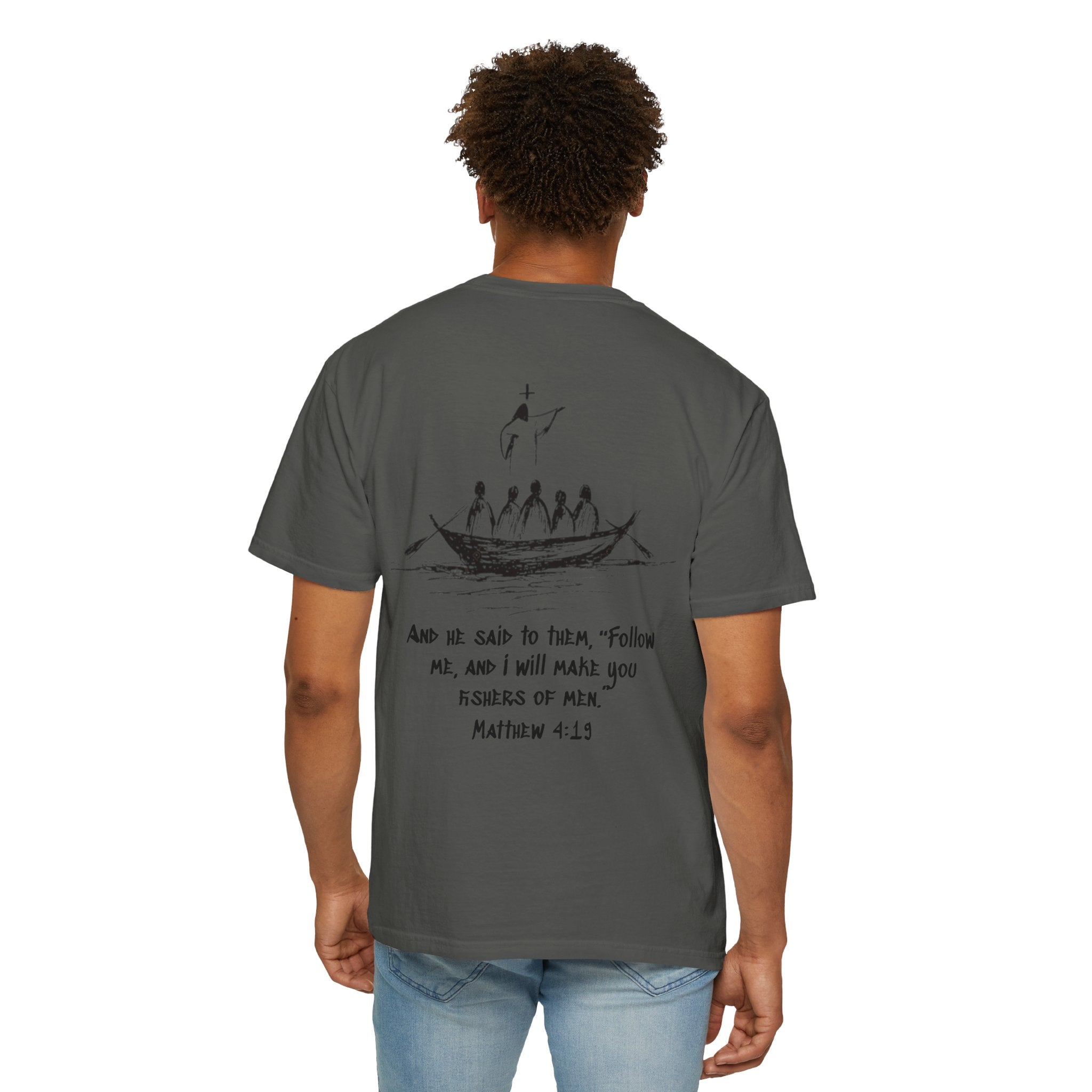 Christian Fish Logo T-Shirt — "Follow Me, and I Will Make You Fishers of Men" (Matthew 4:19)