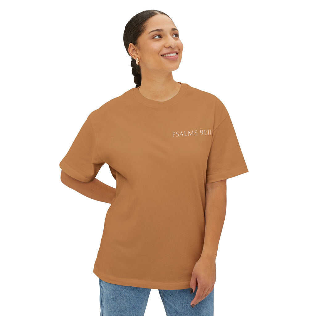Boxy Tee — Kneeling Angel Graphic Back Print