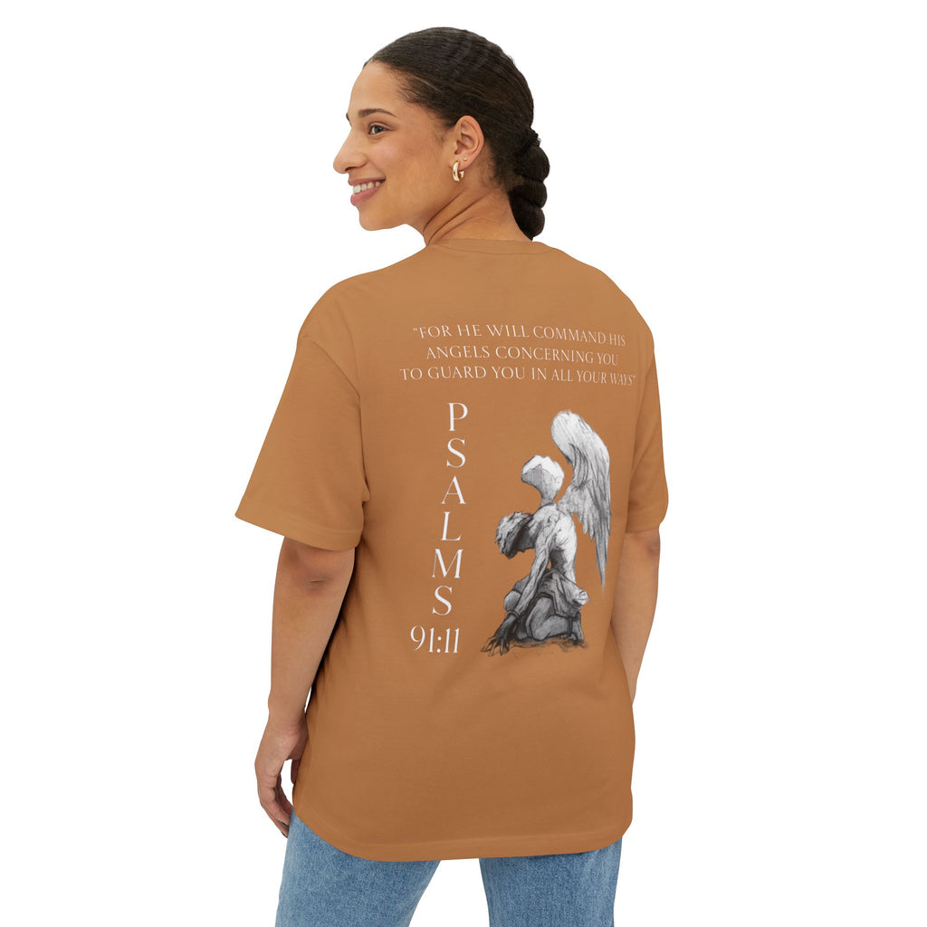 Boxy Tee — Kneeling Angel Graphic Back Print