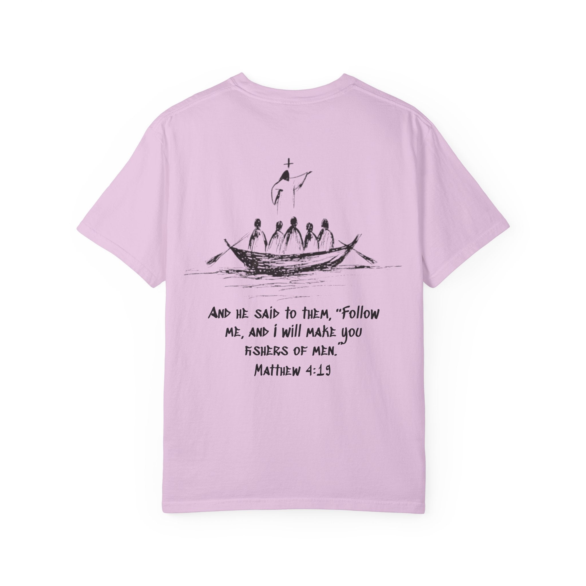 Christian Fish Logo T-Shirt — "Follow Me, and I Will Make You Fishers of Men" (Matthew 4:19)