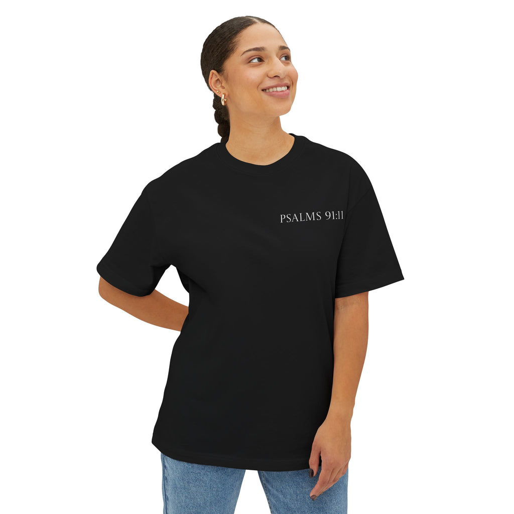 Boxy Tee — Kneeling Angel Graphic Back Print