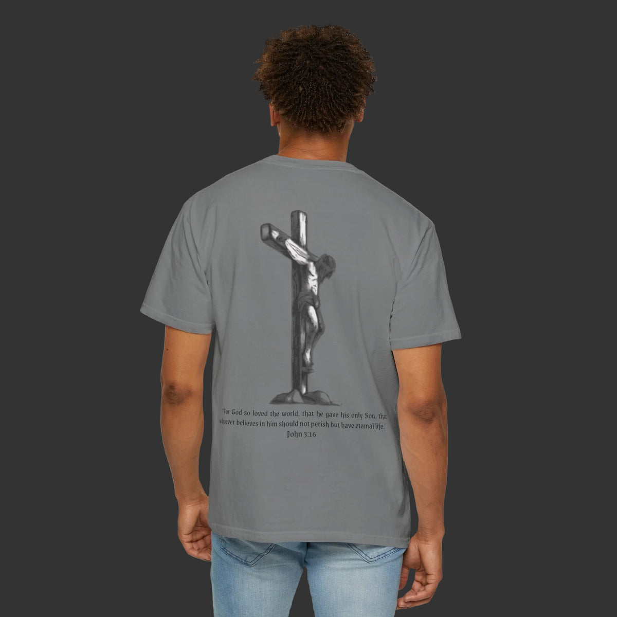John 3:16 in Hebrew | Crucifix T-shirt