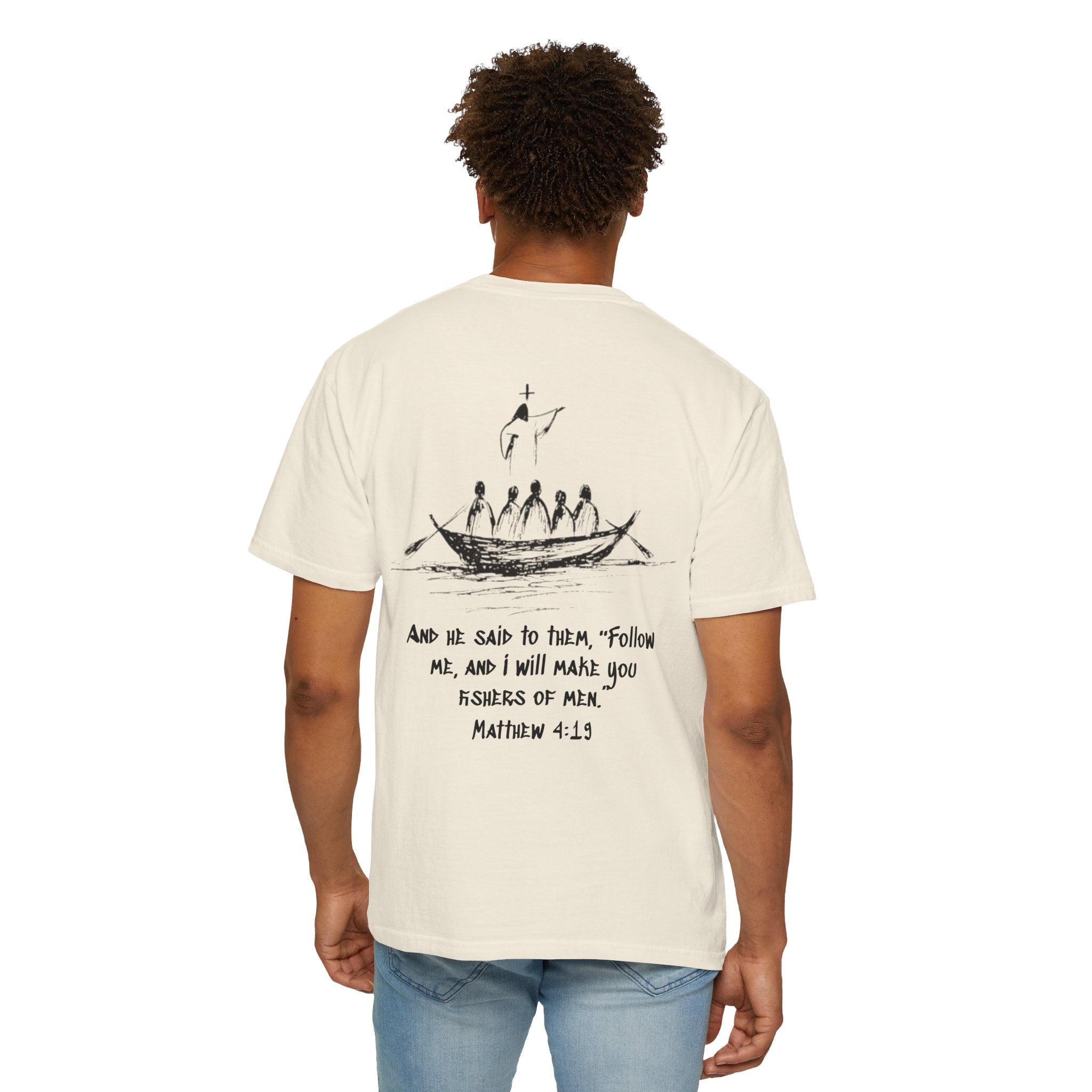 Christian Fish Logo T-Shirt — "Follow Me, and I Will Make You Fishers of Men" (Matthew 4:19)